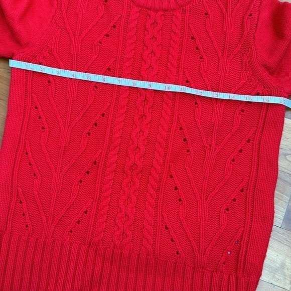 J.Crew Cable knit Sweater red wool blend pullover crewneck long sleeve XS S - Picture 9 of 10